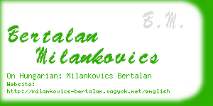 bertalan milankovics business card